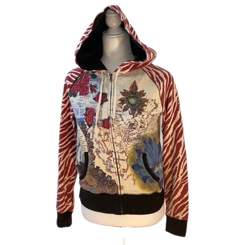 Y2K Hoodie Vida Del Fiesta Animal Print Virgin Mary